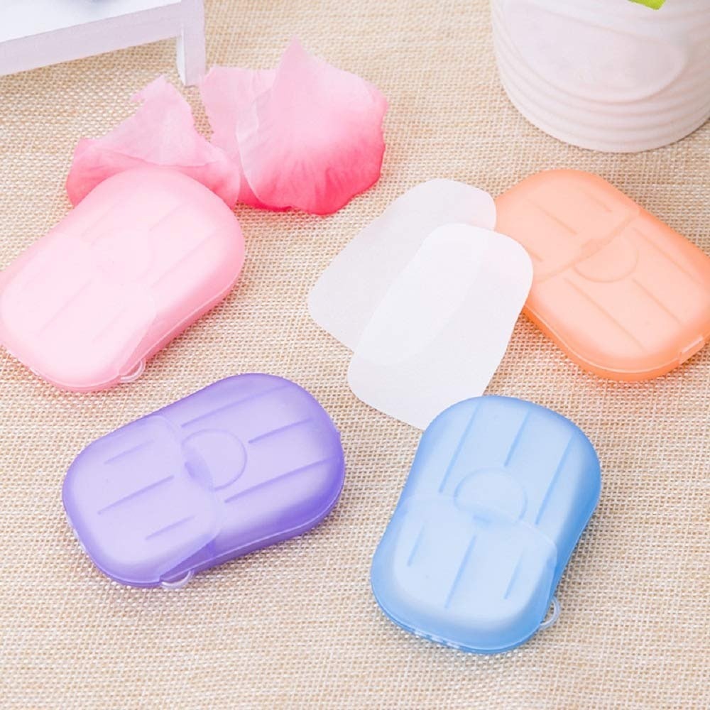 GILMEAT Disposable Paper Soap with Case Travel Sheets Disposable Box Soap Portable Mini Paper Soap (Multi color)