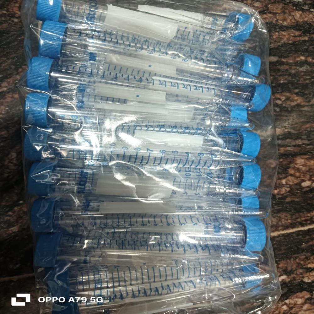 15ml Centrifuge Tube - High-Quality Plastic, 15mL Capacity, Transparent Color | Ideal for Sample Preparation, Centrifugation, and Storage