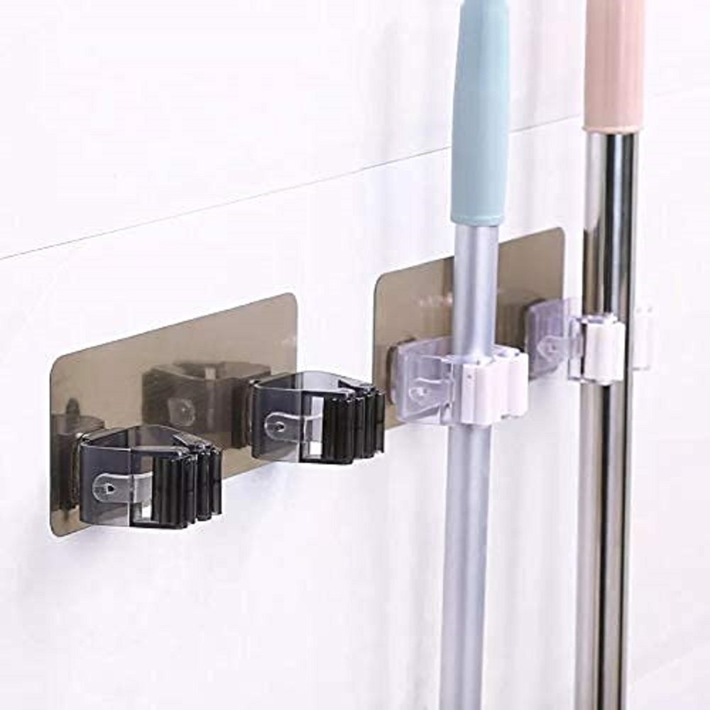 Mitsico Double Wall Mounted Mop Organizer Holder Brush Broom Hanger Storage Rack Kitchen Tool