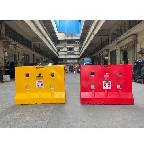 Plastic Road Barricade. - Color: Red / Yellow