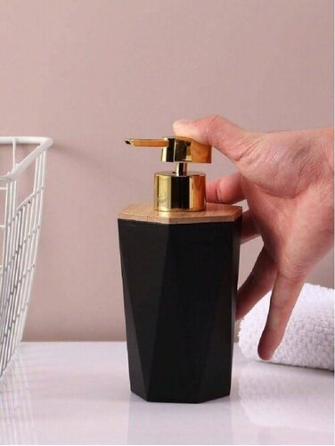 Mitsico Soap Dispenser Bottle with Pump for hand wash in Bathroom Kitchen Sink, Black Plastic Body