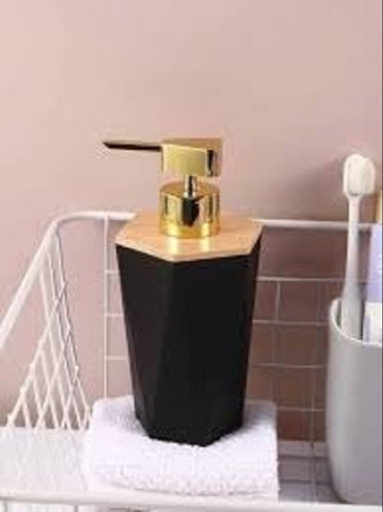 Mitsico Soap Dispenser Bottle with Pump for hand wash in Bathroom Kitchen Sink, Black Plastic Body