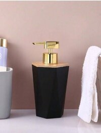 Mitsico Soap Dispenser Bottle with Pump for hand wash in Bathroom Kitchen Sink, Black Plastic Body