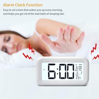 Mitsico Smart Backlight Battery Operated Alarm Table Clock with Automatic Sensor