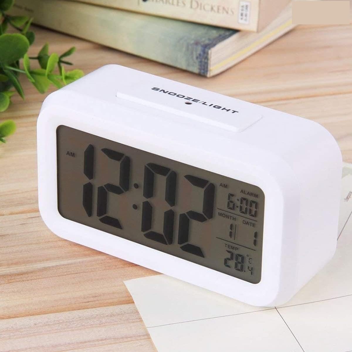 Mitsico Smart Backlight Battery Operated Alarm Table Clock with Automatic Sensor