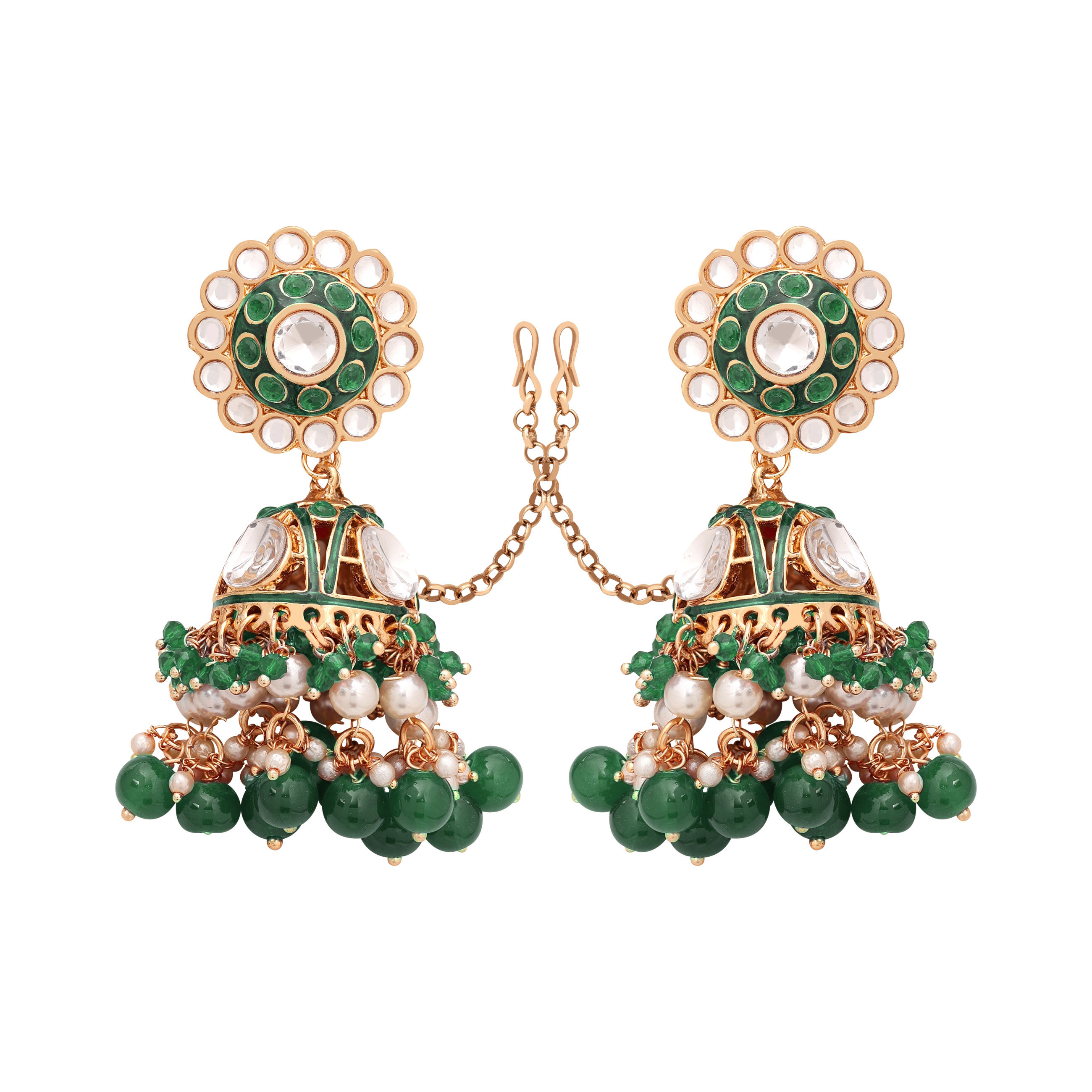 Rounded Kundan Earrings |Floral Jhumki |Wedding Kundan Jhumki |Meenakari Kundan Earring |Kundan Earrings |Elegant Kundan Earrings.