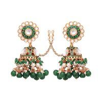 Rounded Kundan Earrings |Floral Jhumki |Wedding Kundan Jhumki |Meenakari Kundan Earring |Kundan Earrings |Elegant Kundan Earrings.