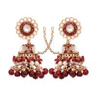 Rounded Kundan Earrings |Floral Jhumki |Wedding Kundan Jhumki |Meenakari Kundan Earring| Kundan Earrings| Elegant Kundan Earrings.