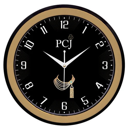 Black Wall Clock - Material: Plastic