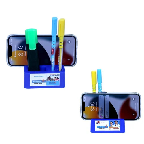 Blue Mobile Stand With Pen Holder