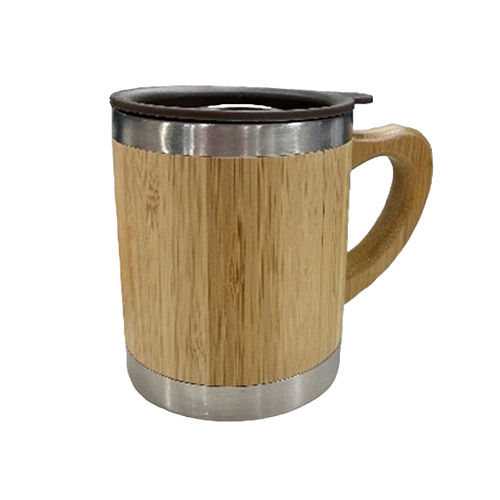 Stainless Steel Bamboo Mug - Color: Brown