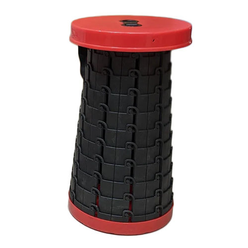 Plastic Foldable Stool - Color: Black & Red