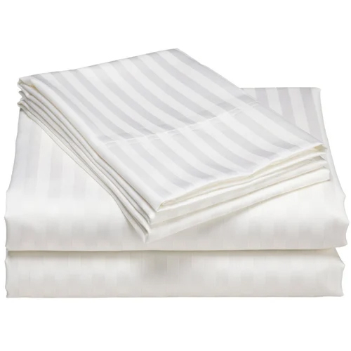 White Satin Striped Bed Sheet