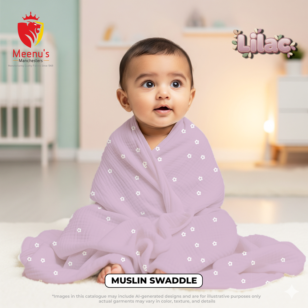 Muslin Baby Swaddle Wrap - Cotton Material, Various Sizes Available, Multicolor Design | Soft, Breathable, Comfortable Sleeping Experience
