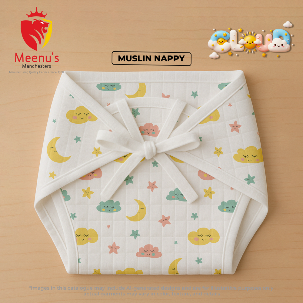 Baby Muslin Cotton 5 Layer Nappies - Cotton Material, Standard Size, Multicolor Design | Maximum Absorption, Leak-proof For All Ages