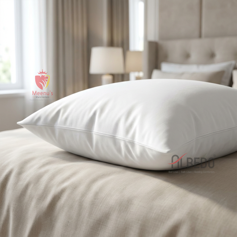 Cotton Bedlinen Stripe Hotel Pillow Cover - 18x28 Inches, White Color, 230 Tc, Quick Dry Feature