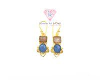 Handmade 18K Gold Plated Semi Precious Gemstone Fashion Hoop Earrings