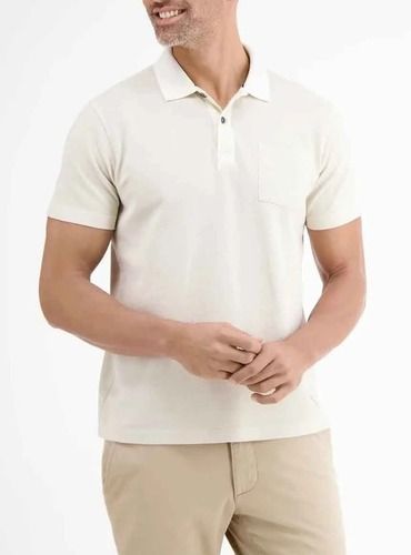 LERROS Mens Beige Polo shirt in two-tone piquAC