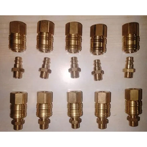 Pneumatic Connector Brass Quick Release Coupling - Color: Golden