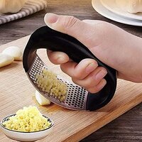 Mitsico Garlic Press Garlic Crusher - Stainless Steel, Free Size, Silver | Compact Garlic Rocker For Easy Crushing, No Extra Dishes To Clean, Portable Design