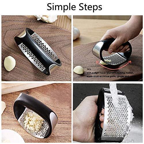 Mitsico Garlic Press Garlic Crusher, Stainless Steel Kitchen Garlic Presser Garlic Crusher Stainless Steel Garlic Chopper Dishwasher Safe