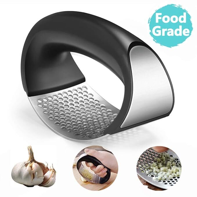 Mitsico Garlic Press Garlic Crusher, Stainless Steel Kitchen Garlic Presser Garlic Crusher Stainless Steel Garlic Chopper Dishwasher Safe