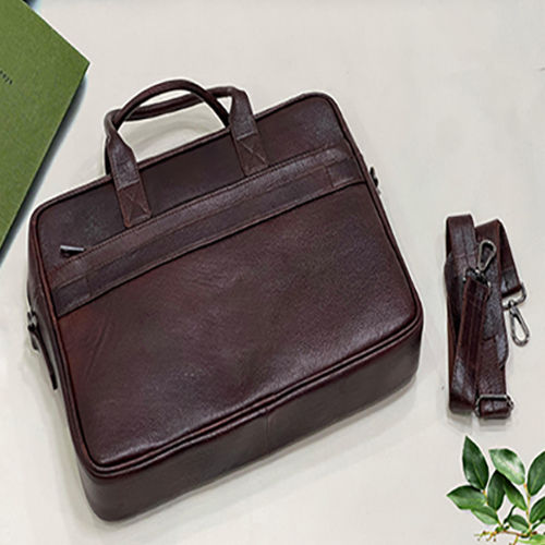 18 Inch Ndm Leather Laptop Bag - Color: Brown