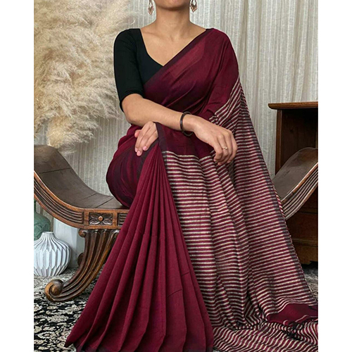 Khadi Pallu Ketiya Strips Khadi Saree