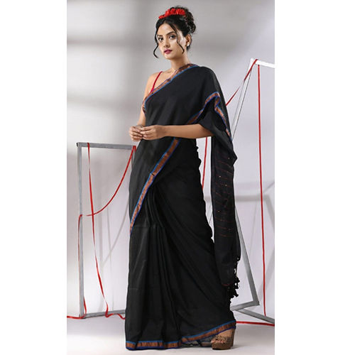 Handloom Best Quality Khadi Cotton Saree - Color: Black