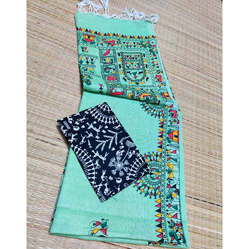 Stylish Khadi Cotton With Madhubani Print Saree