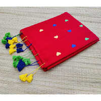 Cotton Multi Colour Love Embroidery Saree - Color: Red