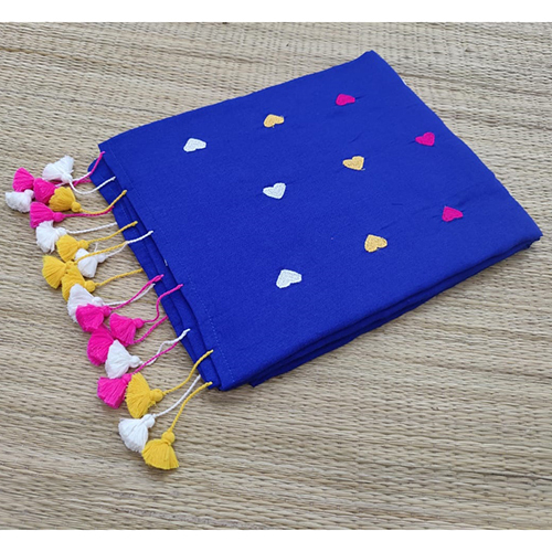 Cotton Multi Colour Love Embroidery Saree