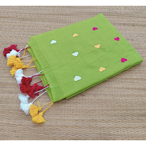 Cotton Multi Colour Love Embroidery Saree