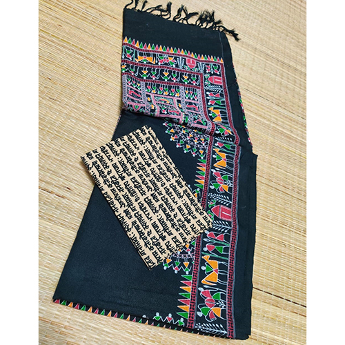 Khadi Cotton With Madhubani Print Saree