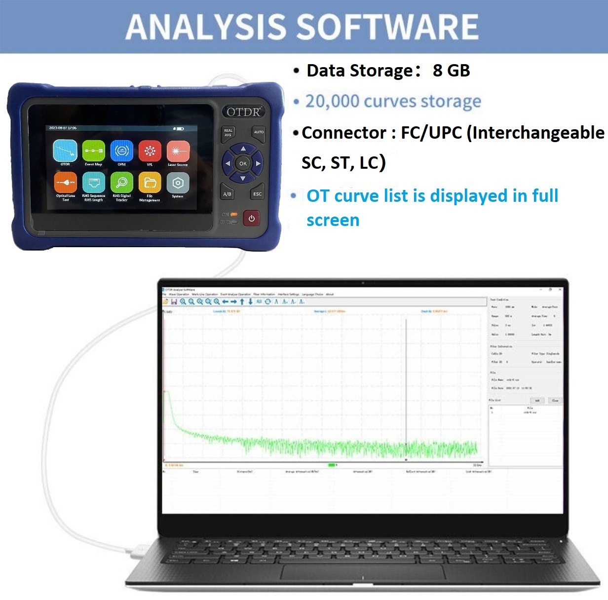 Tech Test Mini Smart OTDr Optical Time Domain Reflectometer