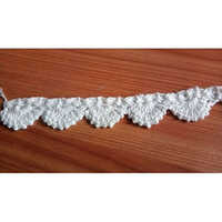 Cotton Crochet Lace - White, One Sided Design | Soft Cotton Fabric, Elegant Plain Pattern