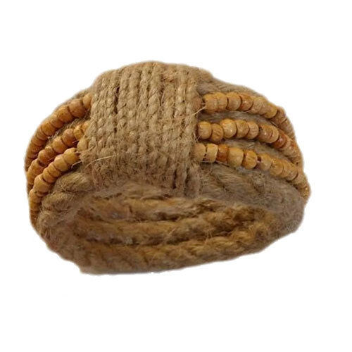 Jute Beaded Napkin Ring - Color: Brown