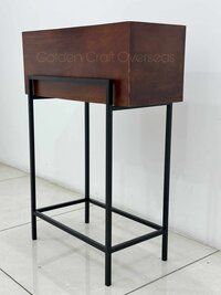 WOOD PLANTER WITH IRON STAND