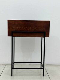 WOOD PLANTER WITH IRON STAND