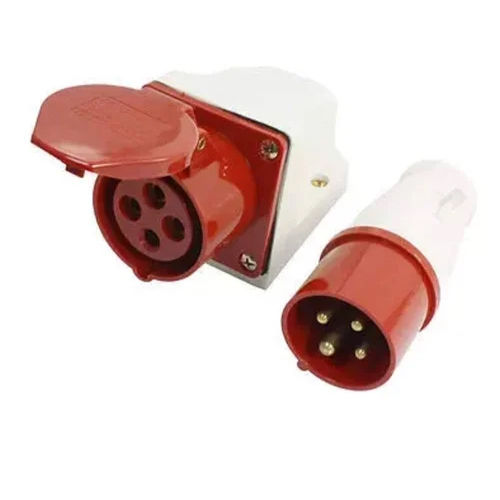 Industrial Straight Plug 16 Amp 4 Pin - Color: Red