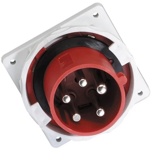 Industrial Panel Mounted Industrial Socket 63 Amp 5 Pin - Color: Red