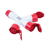 Multi Output Socket 32 Amp 5 Pin - Pvc Material, Red Color | Industrial Application, 1 Year Warranty