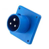 Industrial Angular Mounting Socket 32 Amp 3 Pin - Color: Blue