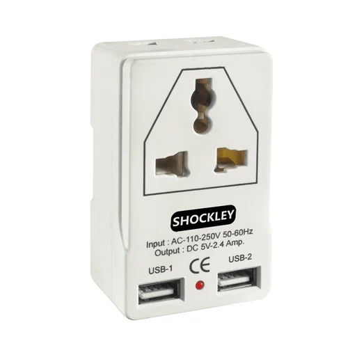 Usb Travel Adapter 5V 2.4Amp Dual Socket - Color: White