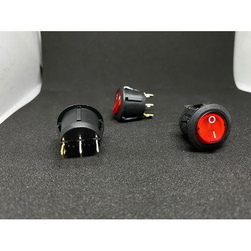 Round Rocker Switch - Color: Red And Black