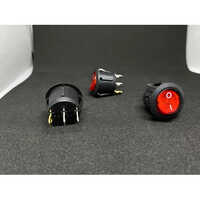 Round Rocker Switch - Plastic, 12v, 6a | Red And Black Color Design For Durable Performance And Reliable Operation