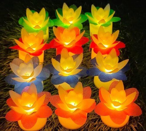 Mitsico Flower Shape Led Light Candles For Diwali Christmas New Year Home Decoration (1 Pcs)