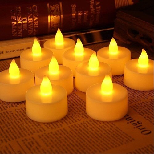 Mitsico Smokeless Candles LED Light Diya, Decorative Lights for Home Wall Lighting (1 Pc, White)