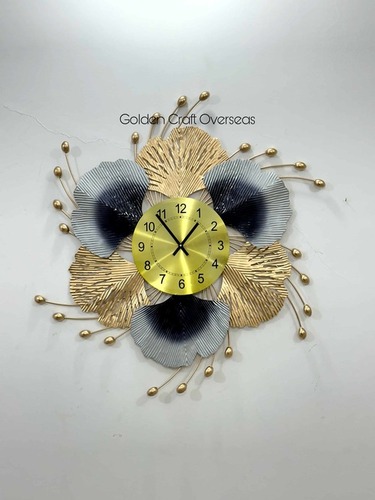 Designer Wall Clock - Color: Gold And Black