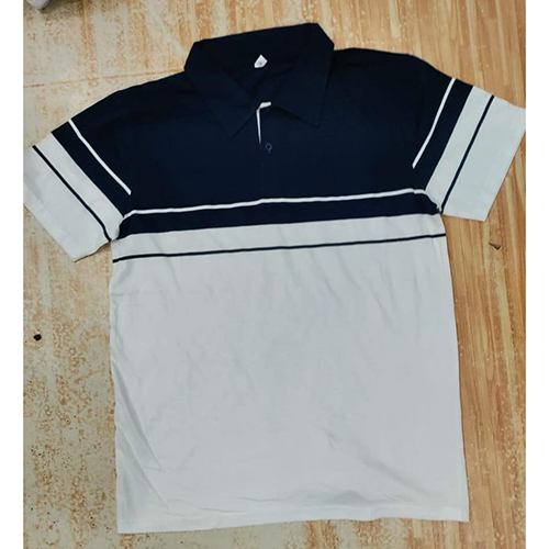 Mens Poly Cotton Collar T-Shirt - Cotton Blend, Customized Size | Short Sleeve, Plain Pattern, Available in White & Black